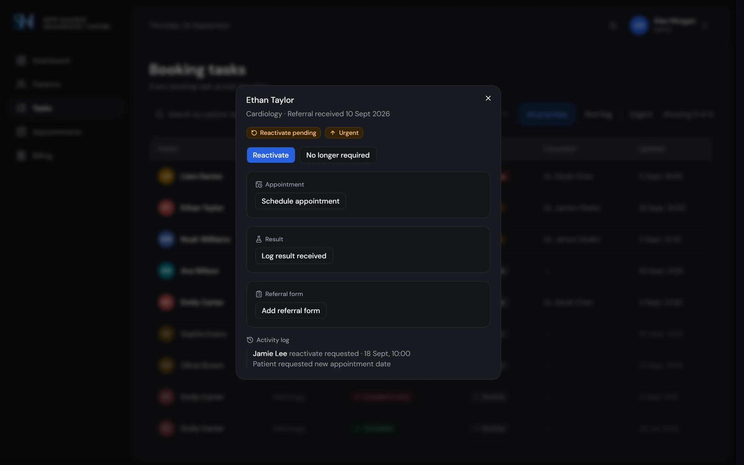 The task dialog in the dark theme
