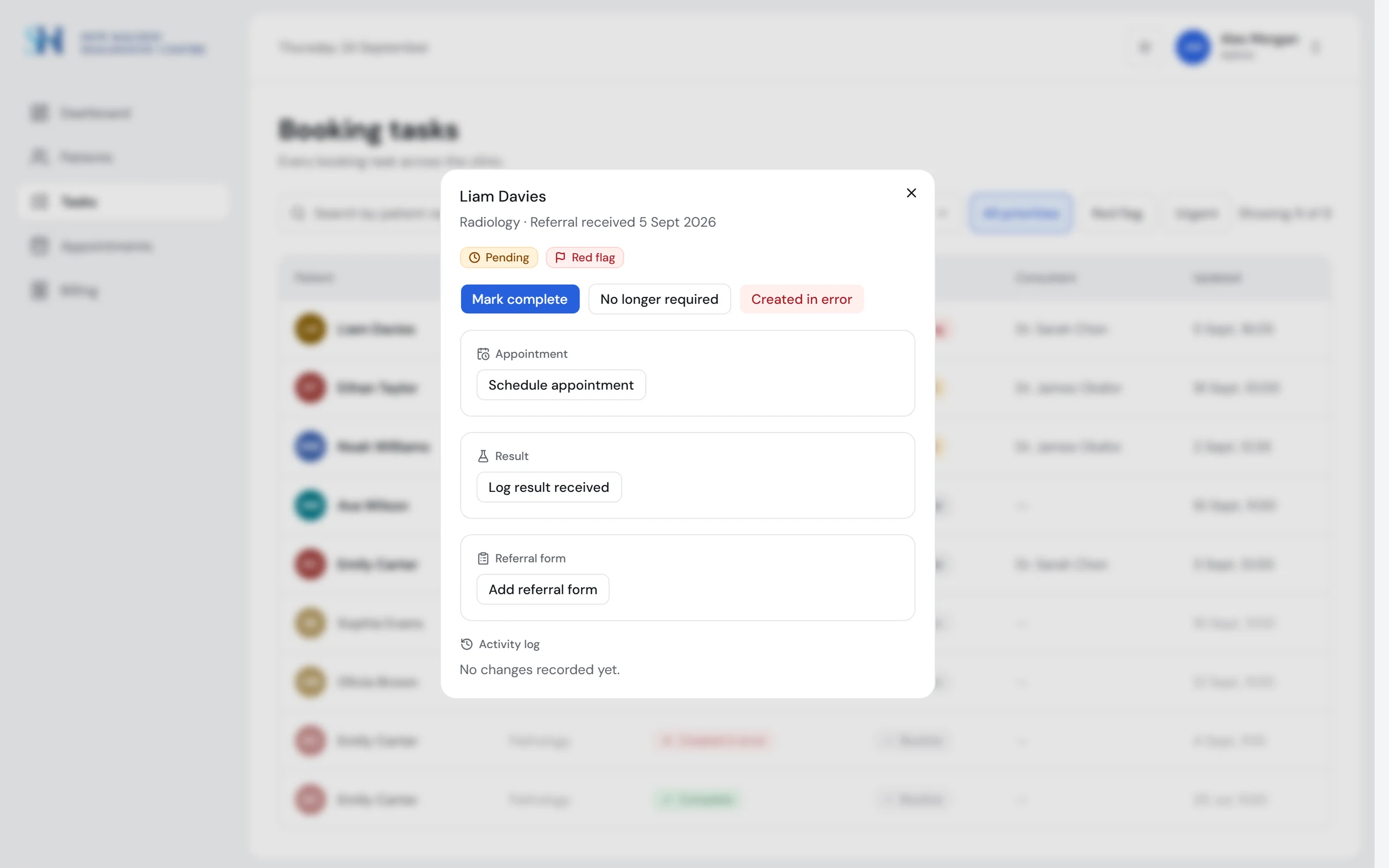 A pending task in the task dialog
