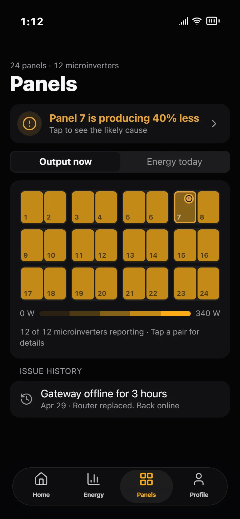 Roof map in the dark theme